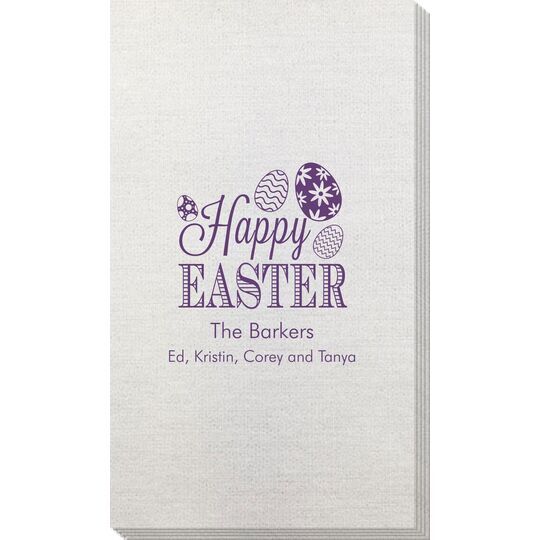 Happy Easter Eggs Bamboo Luxe Guest Towels